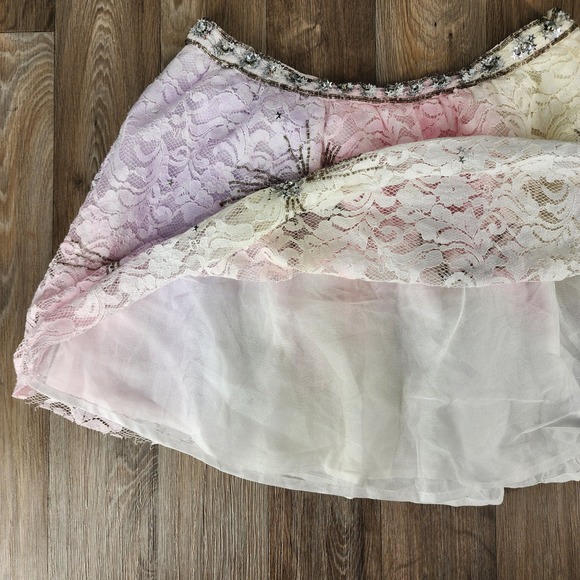 LoveShackFancy Kezia Skirt Multi Tie Dye Lace Beaded Festival Size 8 NWT $325 - Picture 3 of 10